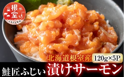 A-42096【年内配送可】 【北海道根室産】＜鮭匠ふじい＞漬けサーモン120g×5P