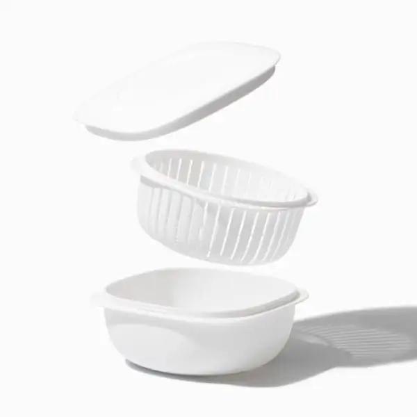 蒸気であたためる冷凍ごはん容器　6個組【4色から好きなカラーを選べる】 ホワイト 【like092-1】