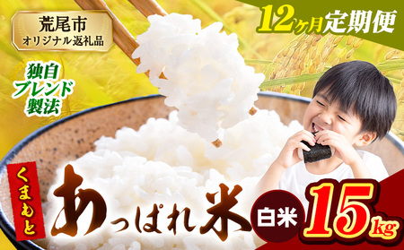 【12ヶ月定期便】 熊本県産 くまもとあっぱれ米 15kg  熊本県産 ふるさと納税 白米 精米 米 こめ ふるさとのうぜい コメ お米 おこめ《お申し込み月の翌月から出荷開始》