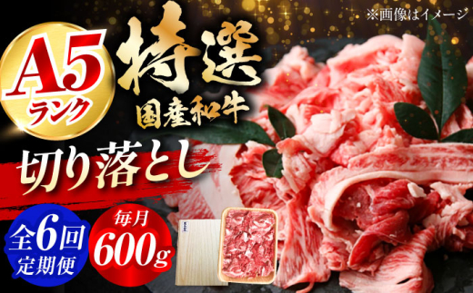 【全6回定期便】国産和牛切落し 600ｇ 肉 お肉 国産 和牛 切り落とし 冷凍 ギフト ストック A5ランク 肉 お肉 国産 和牛 牛肉 切り落とし 冷凍 ギフト ストック 大阪府高槻市/株式会社ミートモリタ屋 [AOAI024]