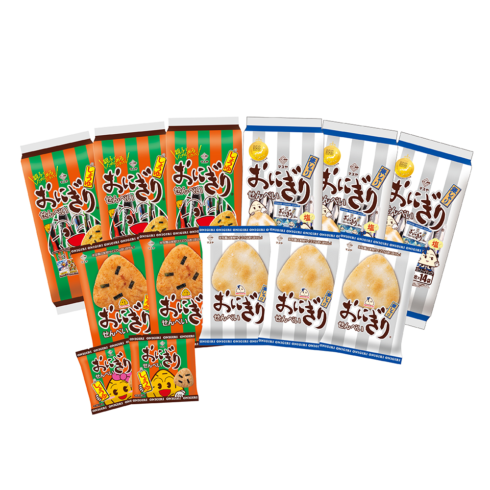 853　おにぎりせんべいしょうゆ&銀しゃりセット　マスヤ　おにせん　ロングセラー　米菓　菓子　おやつ　駄菓子　醤油　しょうゆ　塩　しお　2種類　食べ比べ