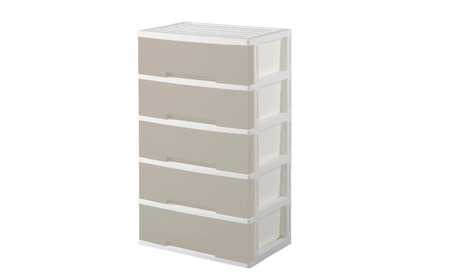 NEWLIFE ワイドチェスト収納5段 モカアイボリー 収納ケース 衣装ケース プラスチック 新生活 引っ越し 大容量 引き出し プラスチック 収納棚 おしゃれ 押入れ 押し入れ収納 リビング収納 【