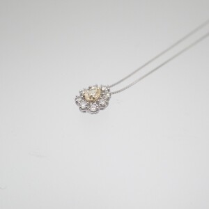 ジュエリー産地甲府　PT/K18イエローダイヤモンドペンダント0.20ct 82313