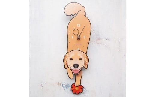D-111W2 ゴールデン ラブラドール・レトリバー-犬の振り子時計毛糸玉02.PINK C-CD-111A
