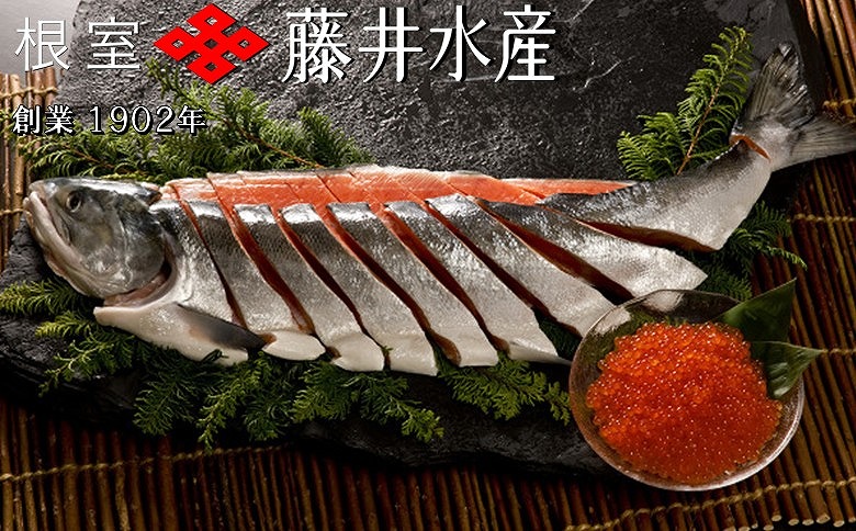 【北海道根室産】＜鮭匠ふじい＞新巻鮭1.5kg・いくら80g×4P C-42010