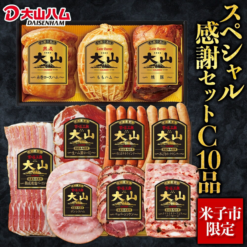【 ふるさと納税 】大山ハム ハム スペシャル感謝セットC 米子市限定 全10品 10種 詰め合わせ 食べ比べ 加工肉 ソーセージ ウインナー ロースト おつまみ ギフト 焼豚 チャーハン アレンジ 冷蔵 お取り寄せグルメ 送料無料 鳥取県 米子市