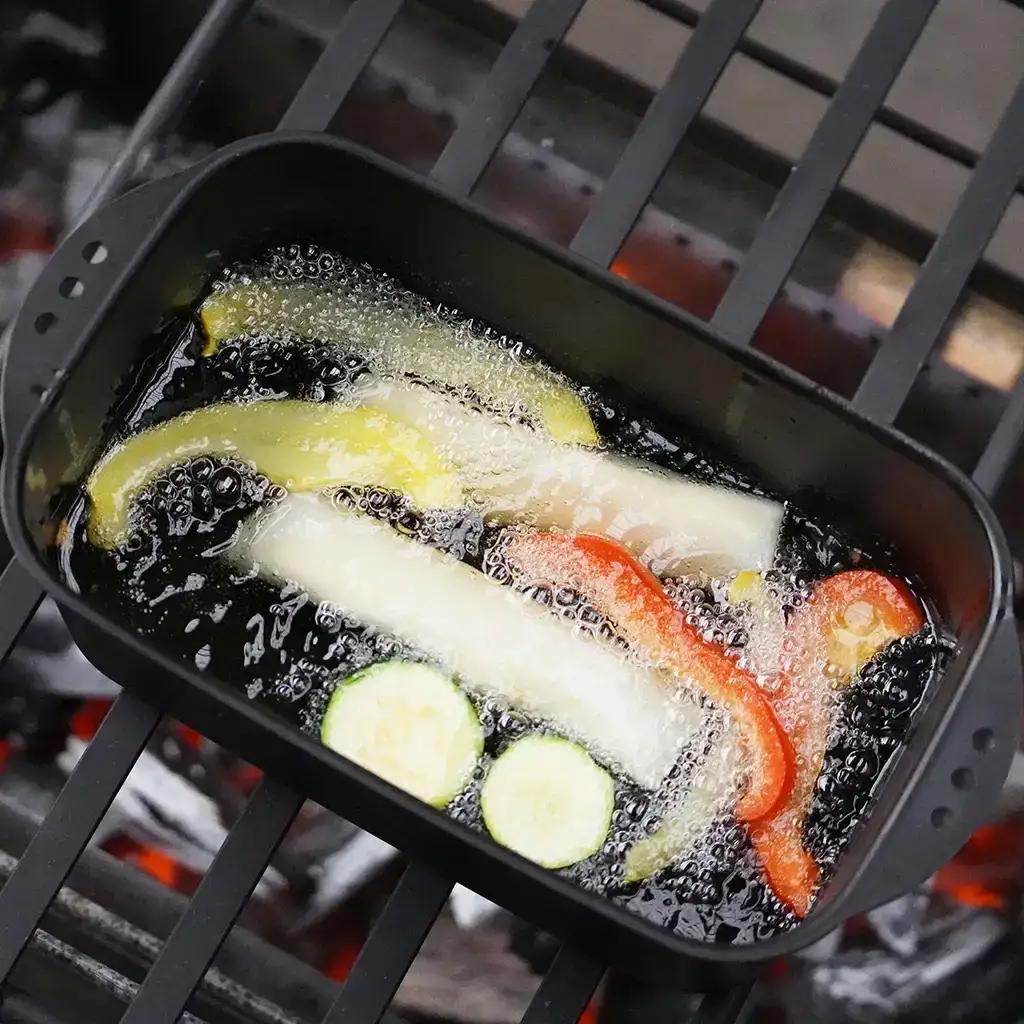 [ベルモント] ディッシュパン Deep ハンドル、収納ケース付 蒸し料理 揚げ物にも キャンプ アウトドア 防災グッズ