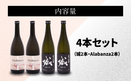 ＜【7日以内に発送！】令和5年産 木城町・毛呂山町 新しき村友情都市コラボ日本酒２種４本セット（城２本・Alabanza２本）＞ K21_0022