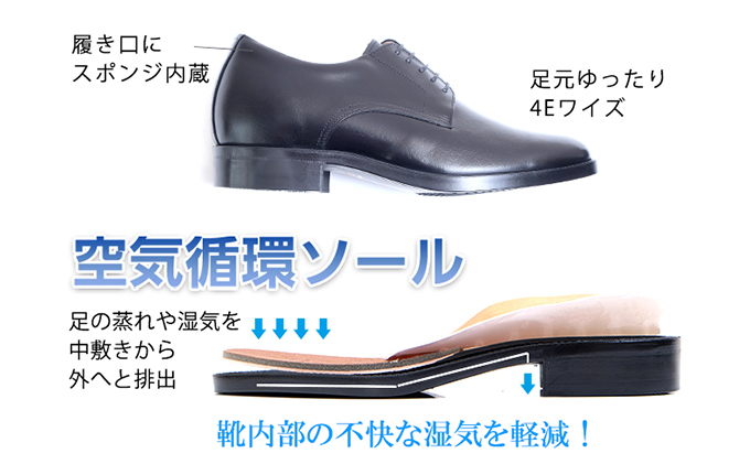 ビジネスシューズ 本革 外羽根プレーン 5cmアップ シークレ