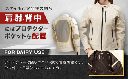 【デグナー】レディースレザージャケット＜アイボリー XLサイズ＞｜京都 バイクギア 人気ブランド バイク [FR20SJ-9A]