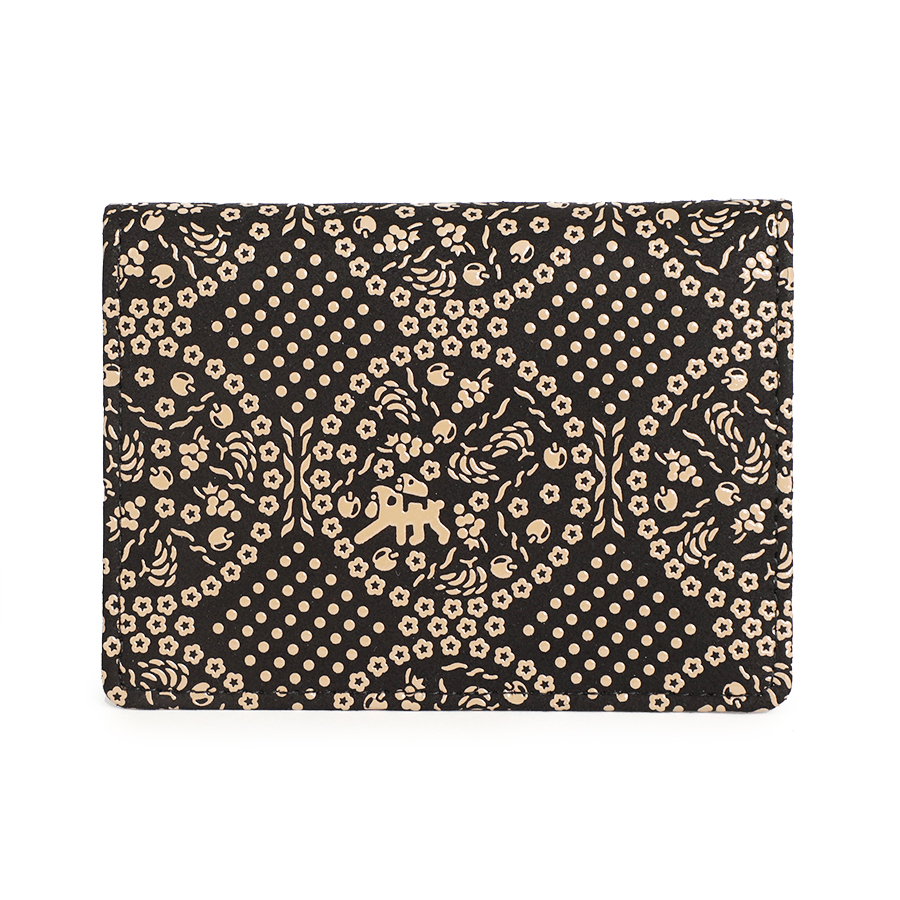 ＜印傳屋 上原勇七＞甲州印傳　印傳屋上原勇七　免許証入れ　黒×白　恵み申