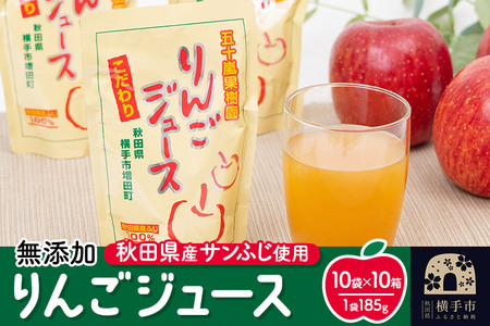 無添加りんごジュース（サンふじ） 185g×10パック×10箱 リンゴジュース