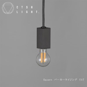CTSH LIGHT. ペンダントライト＜SQUARE パーカーライジング E17＞ 瑞浪市 / ジオニック 照明器具 ソケット 鉄 ブラック [AZBQ097]