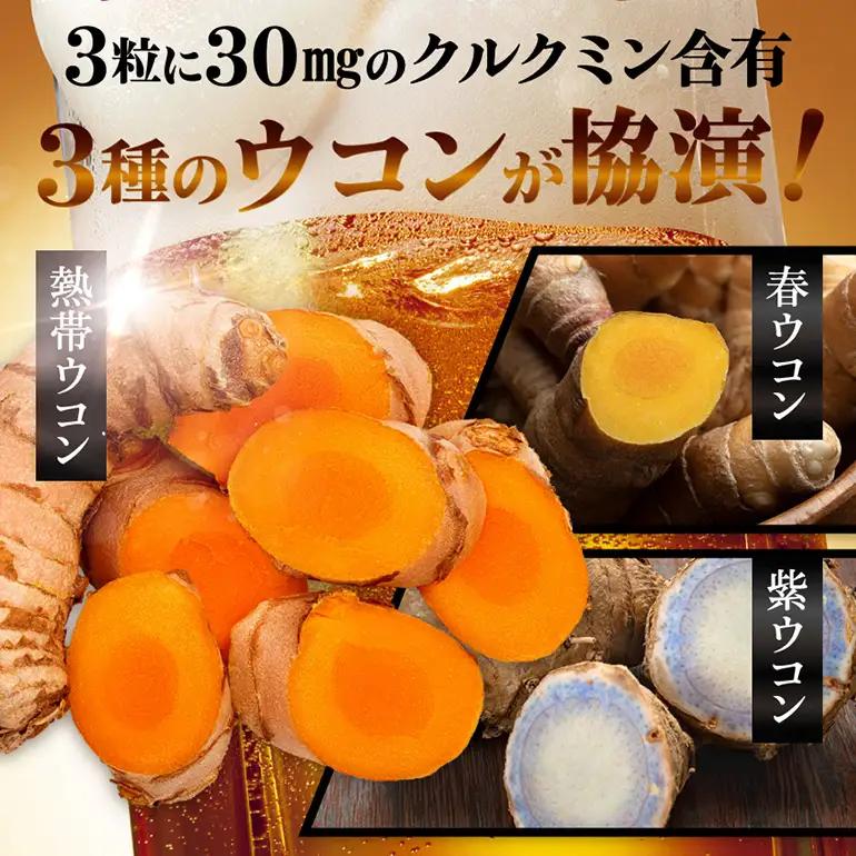 【金秀バイオ】沖縄県産 熱帯 ウコン 90粒 3袋 セット 90日 分 (約 3ヶ月 分) サプリ サプリメント 熱帯ウコン 春ウコン 紫ウコン 栽培期間中農薬・化学肥料不使用 クルクミン ビタミンC