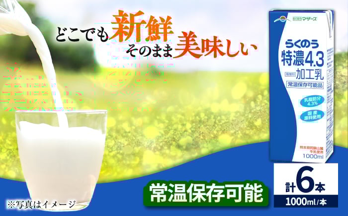 
            らくのう特濃4.3 合計6L 1000ml×6本 紙パック 牛乳 飲料【合同会社 たべたせいか】 [AYCB011]
          