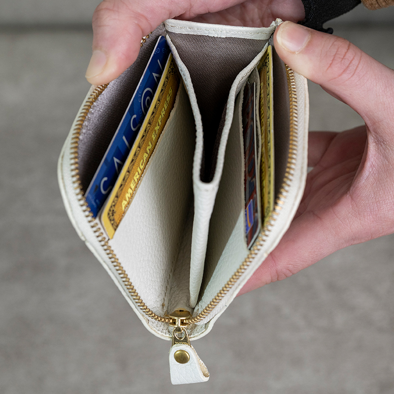 本革 L字ファスナー ミニ財布 日本製 レザー 革製品 コンパクト 小銭入れ Liete WH-23 スカイブルー