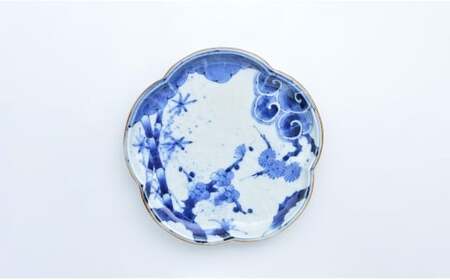 有田焼 松竹梅 花形8寸皿【まるぶん】食器 器 うつわ 皿 盛皿 メイン皿 パスタ皿 デザート皿 プレート ワンプレート 染付 花形 40000円 A40-429