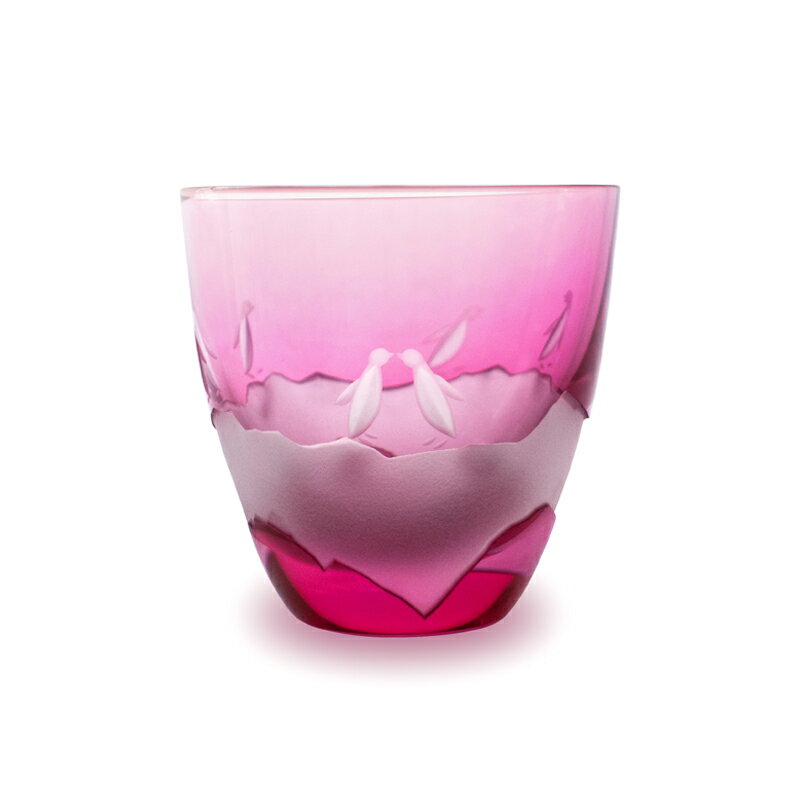 【ふるさと納税】浅草切子 aquatic「Penguin Couple 冷酒杯 金赤」切子 花切子 切子ガラス ガラス工芸 グラス ガラス コップ 手作り ぐい呑み 家飲み 酒器 ハンドメイド 手作り ギフト 贈答 プレゼント