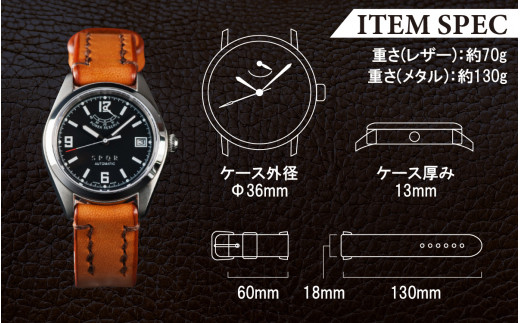 SPQR Ventuno pr アイボリー/キャメル【腕時計 時計 ブランド SPQR スポール メンズ レディース 男女兼用 ギフト プレゼント 贈り物 ピンク ブラック アイボリー スチール 手巻き 自動巻 電池交換不要 秒針停止機能付 バンド 8色 レザーバンド スチール無垢バンド】
