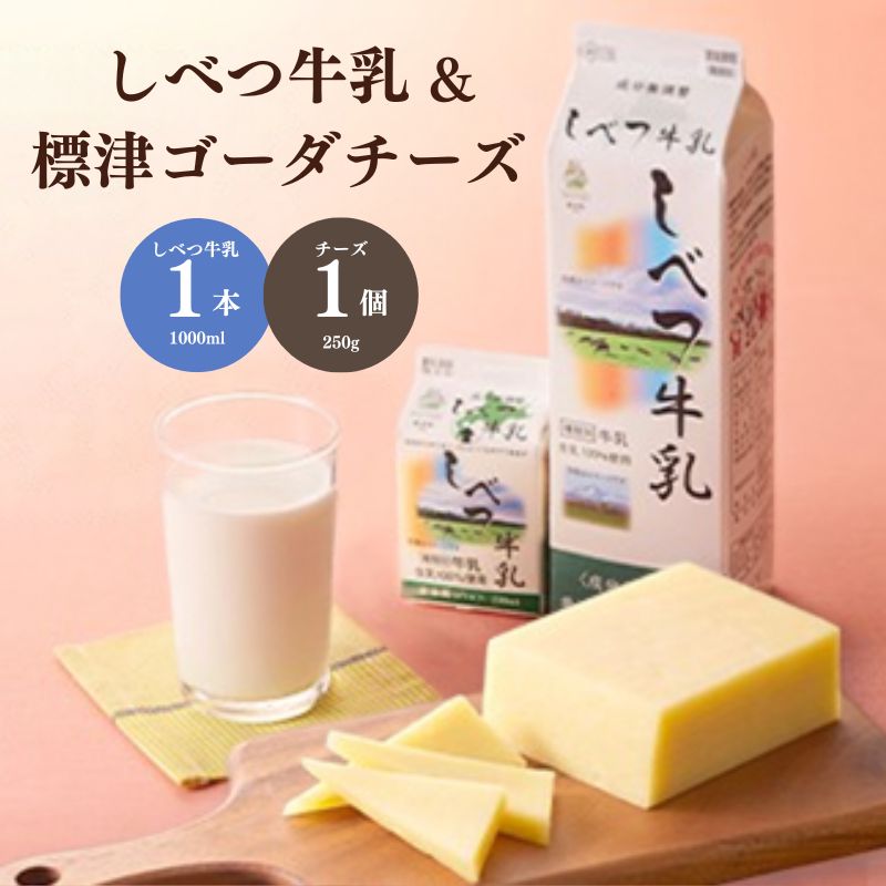【ふるさと納税】 北海道産 しべつ牛乳 1L×1本 ゴーダチーズ 250g×1個 詰め合わせ 国産 おすすめ 人気 おつまみ おやつ ワイン 酒 料理 アレンジ パスタ チーズフォンデュ 生乳 乳製品 加工食品 ナチュラルチーズ ミルク セット 北海道 標津町【配送不可地域：離島】