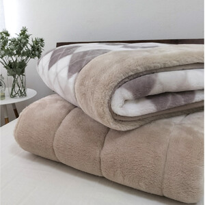 ［掛敷セット］吸湿発熱あったかボリューム毛布(約140×220cm) ベージュ1枚&敷パッド(約100×205cm)ベージュ1枚(シングル) JM-HTP-BE