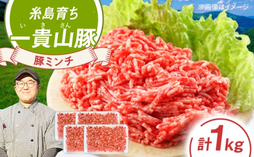 一貴山豚 ミンチ 計1kg(250g×4p) 糸島市 / いきさん牧場 豚肉 冷凍 [AGB053]