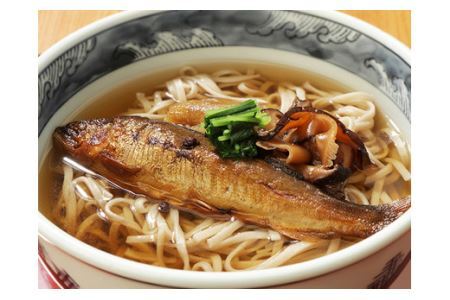 鮎甘露煮の蕎麦セット（温そば・冷やしとろろそば各2人前）(B629-2)