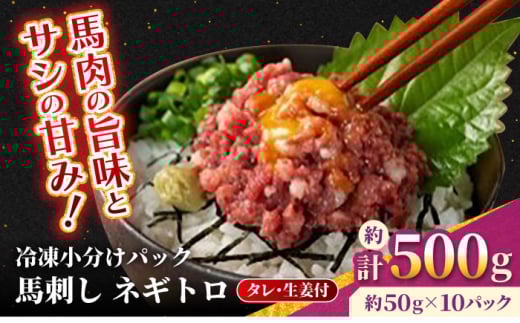 【フジチク】 馬刺し ネギトロ 約50g×10個（計約500g）【亀井通産 株式会社】タレ付き 馬 馬肉 肉 熊本県 ネギトロ [AYBQ007]