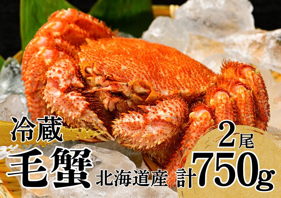 活ゆで毛蟹　2尾で750～800g【冷蔵】毛ガニ 毛かに 国産 北海道産
