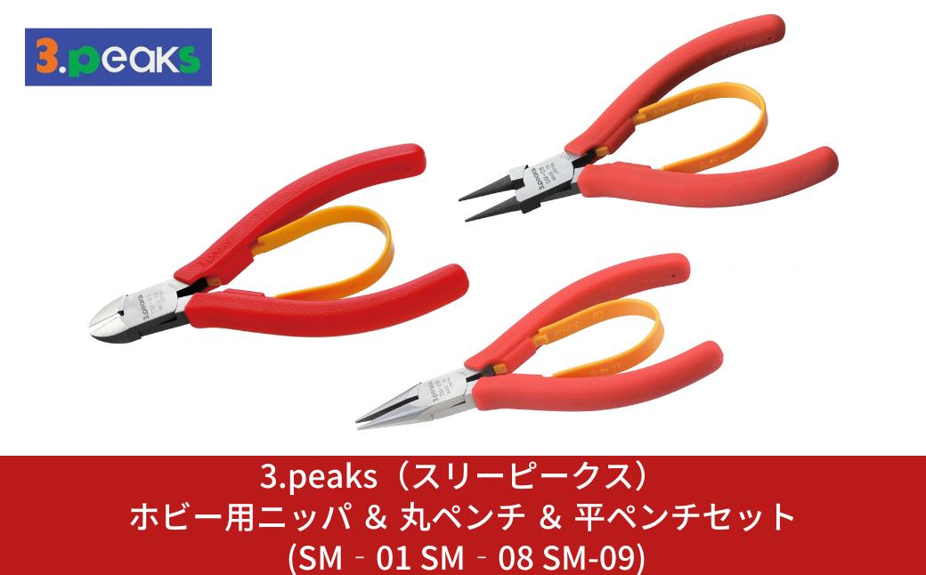 
ホビー用ニッパ ＆ 丸ペンチ ＆ 平ペンチセット (SM‐01 SM‐08 SM-09) [3.peaks（スリーピークス）] 模型工具 プラモデル ニッパ ペンチ 【029S020】
