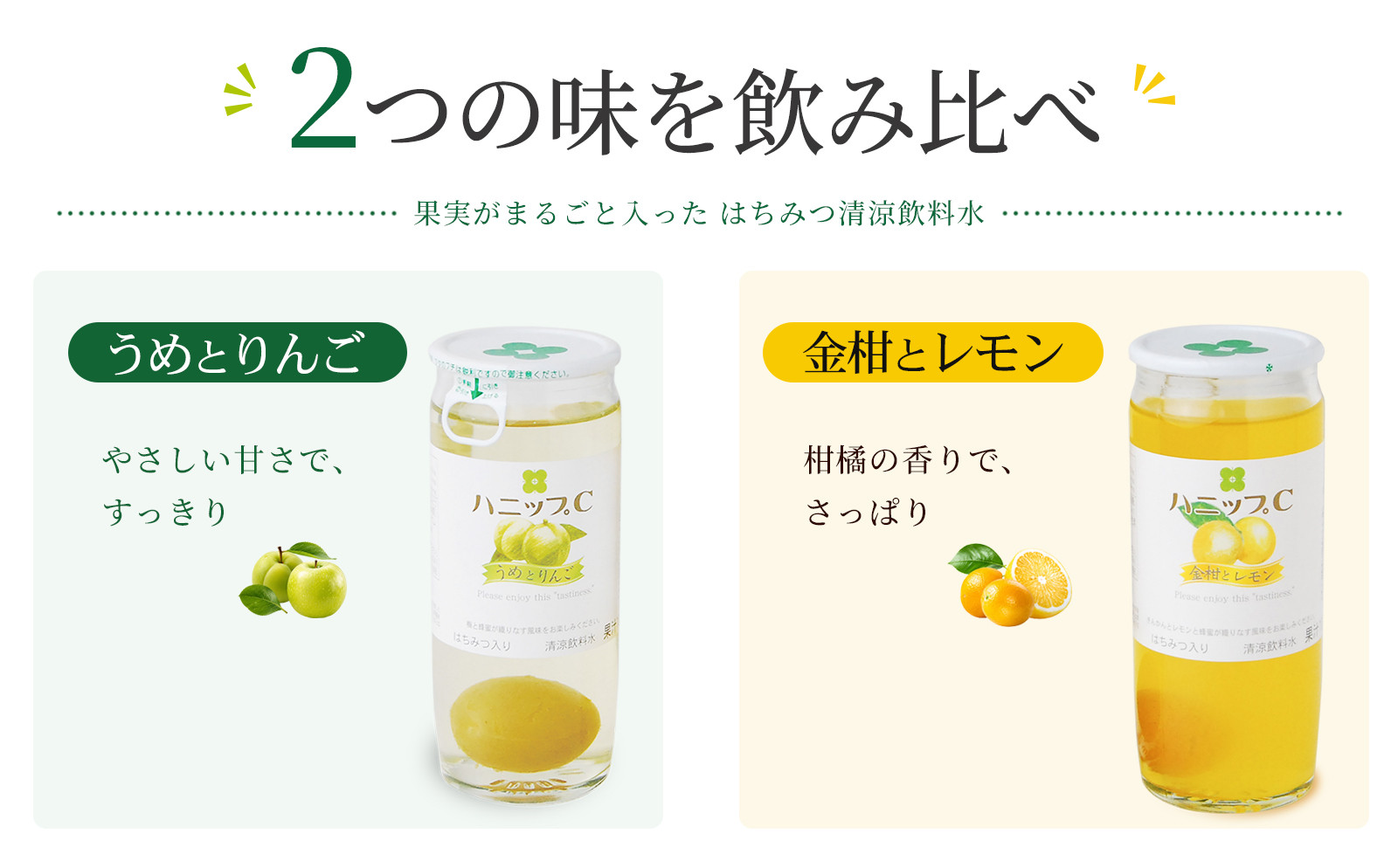 果実入り清涼飲料水 ハニップC2種類セット ［PL7］