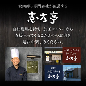 「志方牛」焼肉(500g)〈焼肉 カルビ ロース 牛肉 志方亭 500g 国産 バーベキュー 和牛 牛 おすすめ こだわり 贈答用 スタミナ 赤身 タレ付き〉