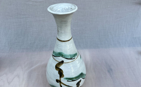 【唐津焼】二彩唐津松文花瓶 / 佐賀県 / 太兵衛窯 [41ADBR026]