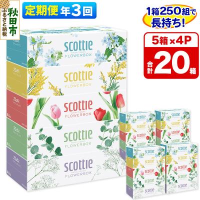 ふるさと納税 秋田市 《3回定期便》ティッシュ フラワーボックス 20箱 5箱×4P|15_nsc-070403