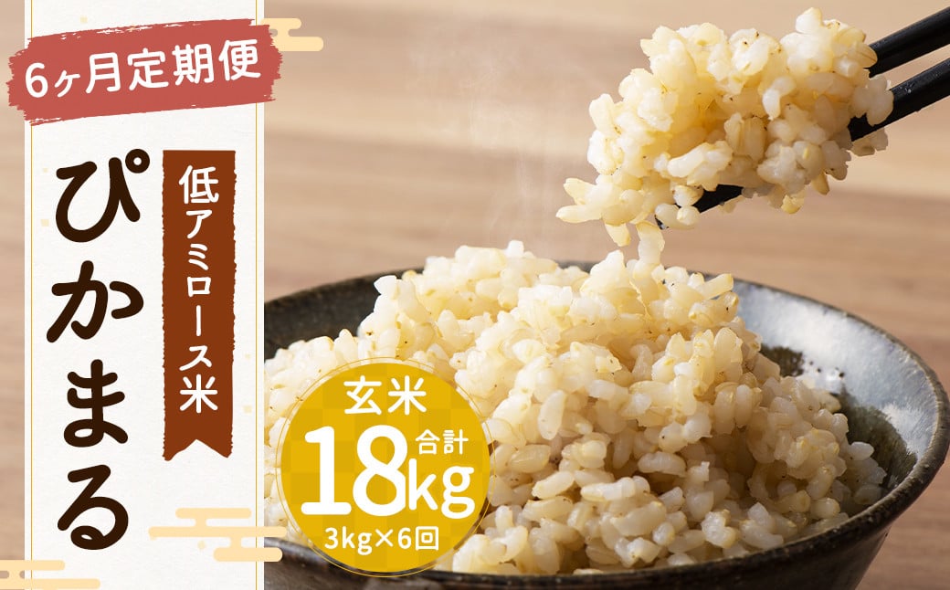 
            【新米先行予約】【6ヶ月定期便】低アミロース米 ぴかまる 3kg×6回 合計18kg 玄米 米 お米 福岡県 筑後市 【2025年11月より順次発送開始予定】
          