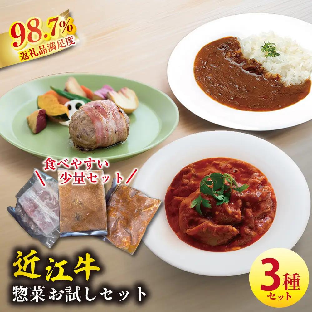 近江牛カレー 200g × 1個 近江牛ハンバーグ 150g × 1個 近江牛デミグラスすじ煮込み 150g × 1個 セット【AB100W】 惣菜 冷凍 お試し 少量