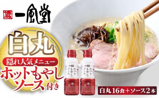福岡県産 ラー麦使用 現地でたべたい！ 「一風堂」白丸 ラー麦麺セット（ホットもやしソース付き）16食（8食×2）|博多ラーメン 豚骨ラーメン とんこつラーメン 豚骨スープ 豚骨 麺 らーめん 福岡県 那珂川市