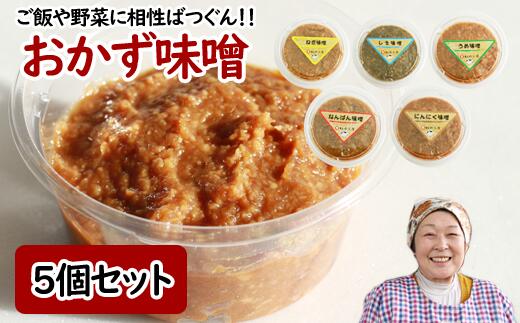 【ふるさと納税】 おかず味噌5個セット 味噌 おすすめ おかず みそ ミソ 豆味噌 豆 マメ 味付き味噌 あじつき セット 南蛮 うめ ウメ 紫蘇 しそ シソ にんにく ニンニク ねぎ ネギ 葱 自家製 自家製味噌 自家製麹 米麹 国産 岩手県 滝沢市 送料無料 【食・虹の工房】
