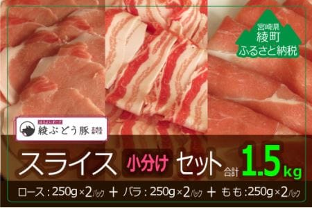 【希少】ブランド豚「綾ぶどう豚」スライス小分けセット1.5kg【希少 ブランド豚 綾ぶどう豚 豚肉 スライス 小分け セット 1.5kg 詰め合わせ バラ ロース もも 調理】