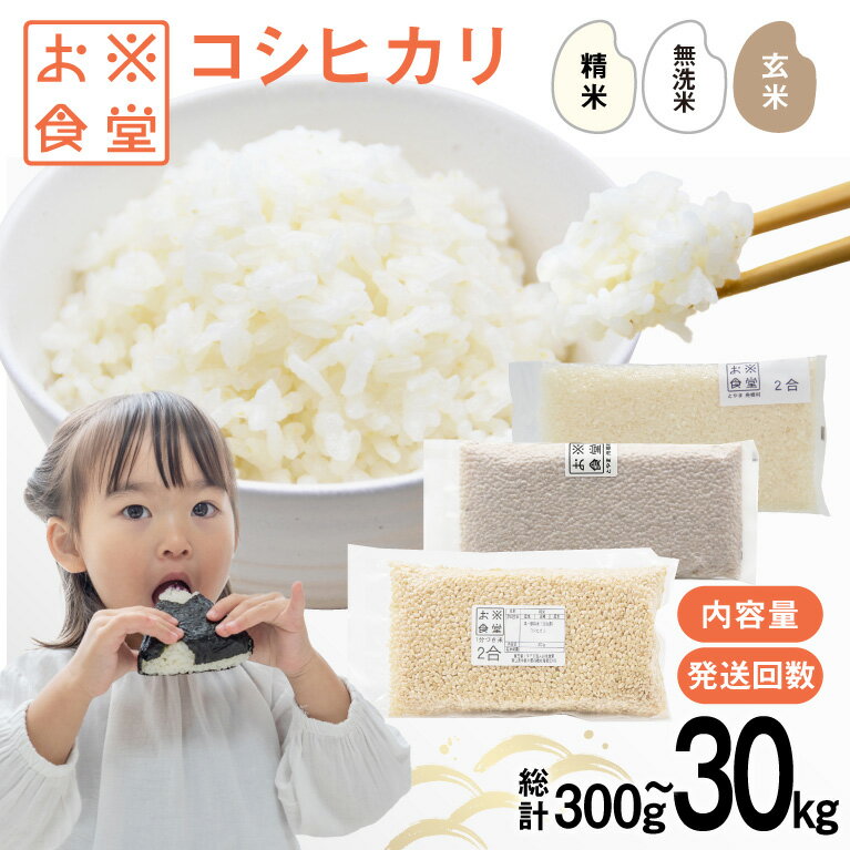 【ふるさと納税】 米 コシヒカリ300g〜 真空パック [お米食堂 富山県 舟橋村 57050254] お米 米 こめ コメ 玄米 一分づき 無洗米 白米 精米 ごはん 真空包装 備蓄 長期保存 富山県産 定期便 1回 3回 300g 600g 900g 2kg 3kg 10kg 30kg