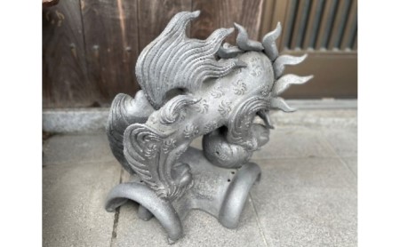 瓦細工師手作り　【玉乗り唐獅子】 置き物 迫力 インテリア 中国伝来 幻想動物 仏陀 守護 神獣 