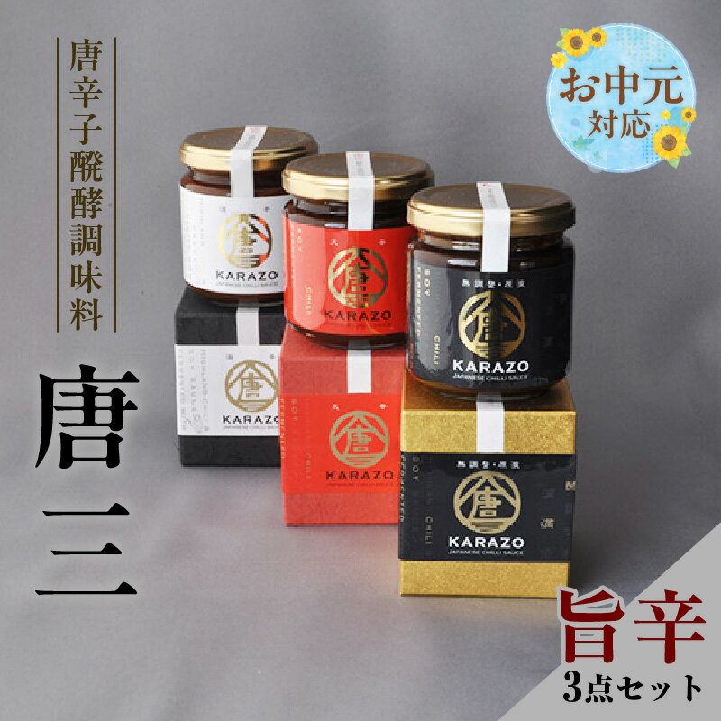【ふるさと納税】【お中元☆ 内熨斗／外熨斗対応可能】唐辛子発酵調味料「唐三」からぞう 旨辛3点 セット 万能調味料 万能タレ 米糀 調味料 スパイス とうがらし おつまみ 冷奴 刺身 ご飯のお供 唐辛子 醗酵 辛味タレ KARAZOU 送料無料 22-01-01