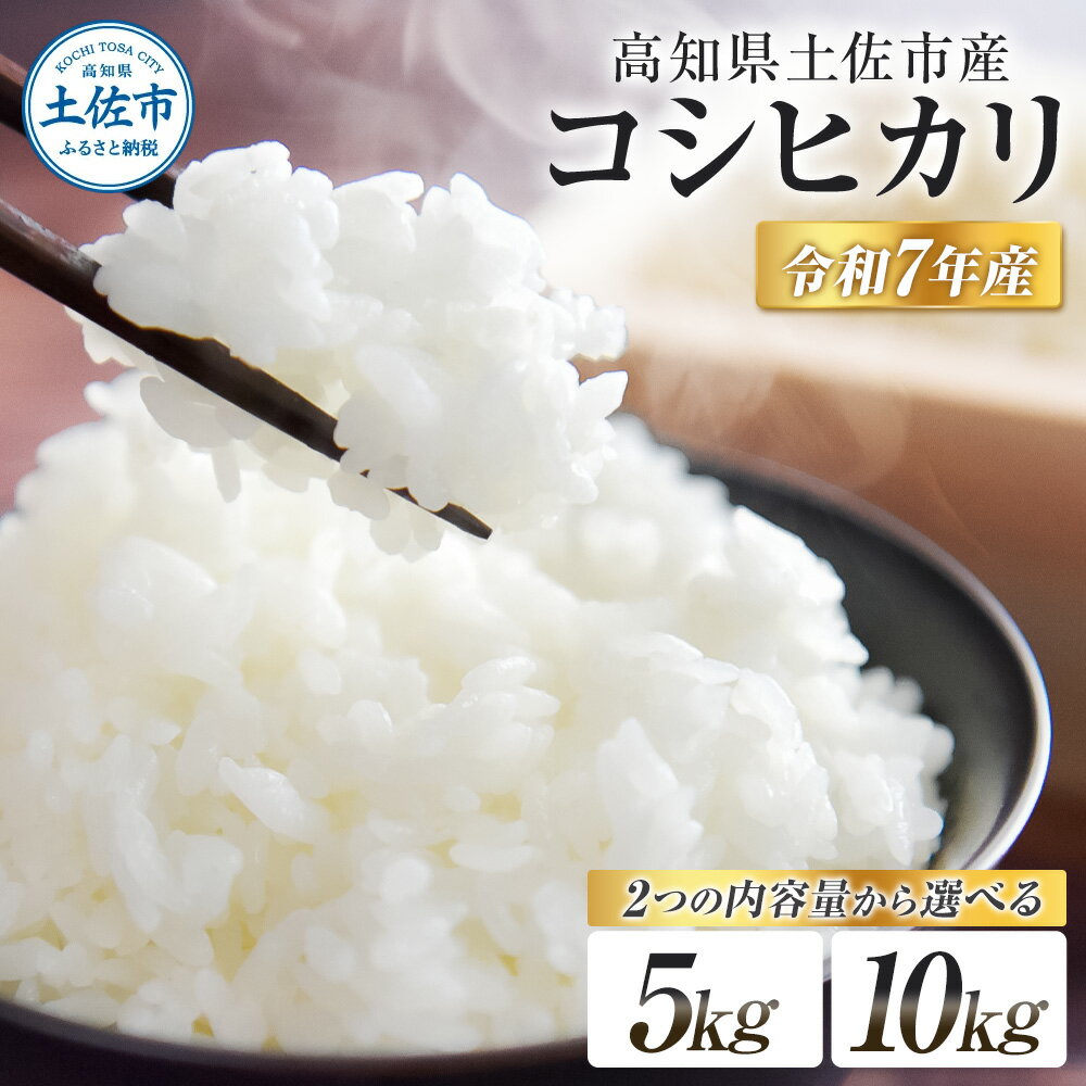 【ふるさと納税】コシヒカリ 令和7年産 選べる内容量 5～10kg 5キロ 10キロ 精米 白米 お米 ご飯 ごはん 米 kome こめ こしひかり 高知県産 国産 お取り寄せ 常温 高知県 高知 土佐市 ふるさとのうぜい 故郷納税 返礼品