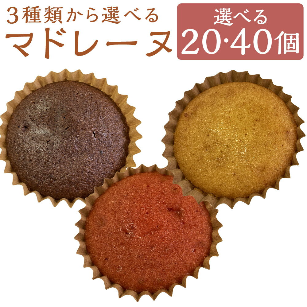 【ふるさと納税】＜選べる個数＞【3種類から選べる】 マドレーヌ プレーン・チョコ・イチゴ風味 20個 / 40個 スイーツ お菓子 洋菓子 焼き菓子 デザート おやつ もったいないスイーツ スポンジの耳で作った 訳あり アウトレット 冷蔵 福岡県 筑後市 送料無料