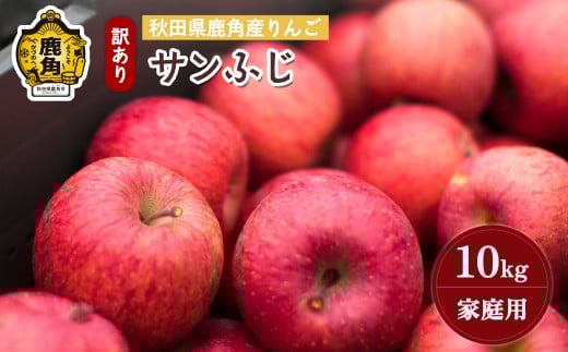 《先行予約》秋田県鹿角産りんご 雪国育ちの 訳あり「サンふじ」家庭用 10kg（28～46玉入）【山麓園】●2025年11月下旬発送開始