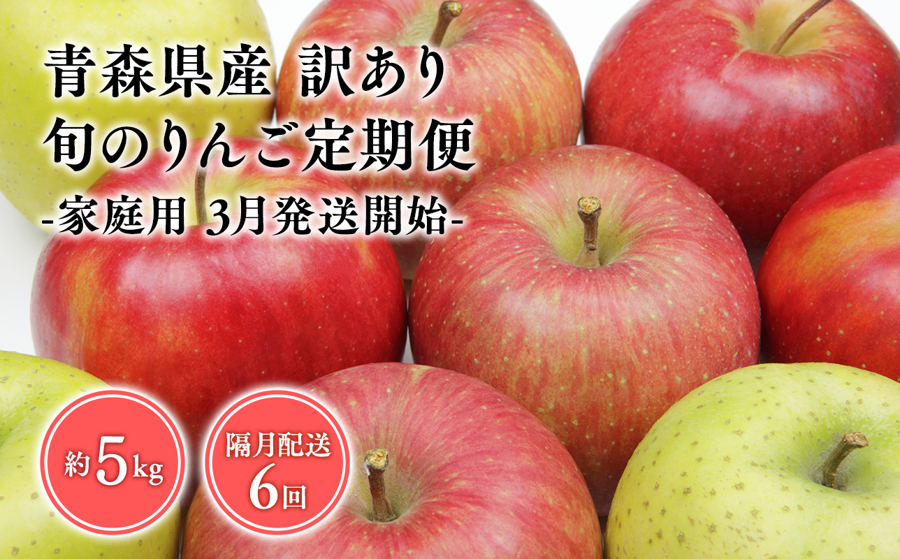 【3月発送開始】隔月配送　定期便６回　訳あり　家庭用　甚八りんご　5kg　【青森県 平川市 マルジンサンアップル】1月 3月 5月 7月 9月 11月 青森 青森県産 平川 りんご リンゴ 林檎 くだもの 果物 フルーツ 