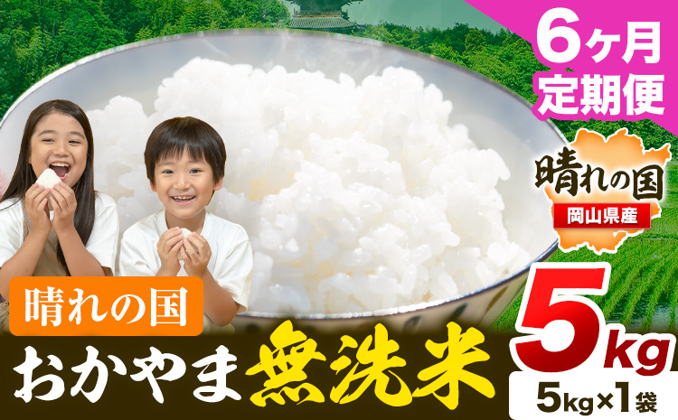 おかやま 無洗米 米【6ヶ月定期便】 5kg(5kg×1袋)/月×6ヶ月  個包装 こめ コメ 岡山 岡山県産 《お申込月の翌月より発送》 お米 ライス ヒノヒカリ あきたこまち にこまる きぬむすめ ブレンド米 ---kasaoka_zsytei_107_5kg---