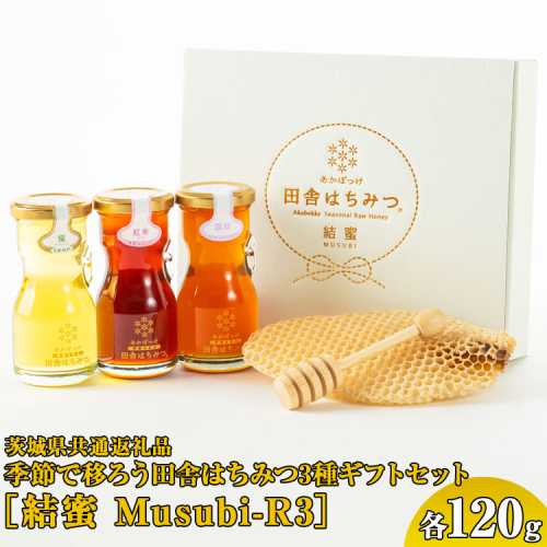 季節で移ろう田舎はちみつ3種ギフトセット[結蜜 Musubi-R3] 【茨城県共通返礼品／五霞町】 | はちみつ ハチミツ 蜂蜜 生はちみつ 生ハチミツ 非加熱 茨城県産 国産 純粋 食べくらべ 食べ比べ セット 詰め合わせ   おすすめ ミツバチ 蜜蜂 みつばち 茨城県産 贈答 贈り物 プレゼント 茨城県 古河市 送料無料 _EY03