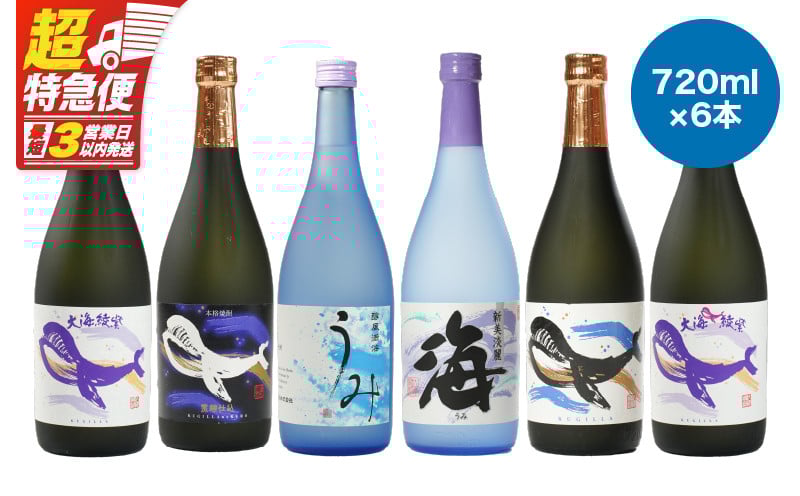 
            2859 【地元特約店限定】 鹿児島の代表酒造・大海酒造 本格芋焼酎をお手軽に呑み比べセット 720ml×6本セット　KN031-012
          