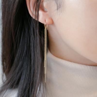 ふるさと納税 大津市 【18金イエローゴールド チェーンピアス】7cmロングの揺れ感が魅力 大人のエレガンスジュエリー